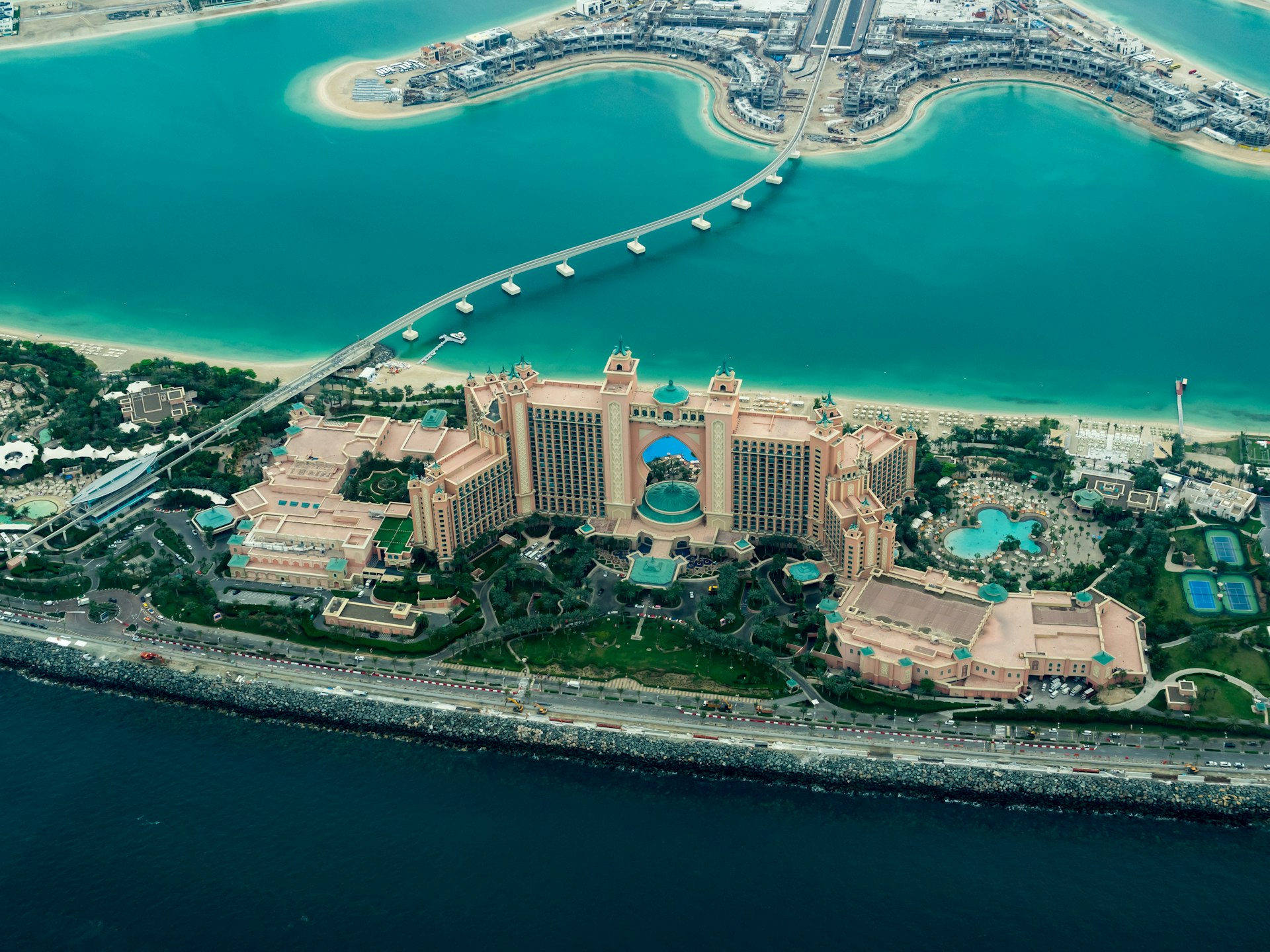 Aerial view of Atlantis The Palm on Palm Jumeirah, Dubai